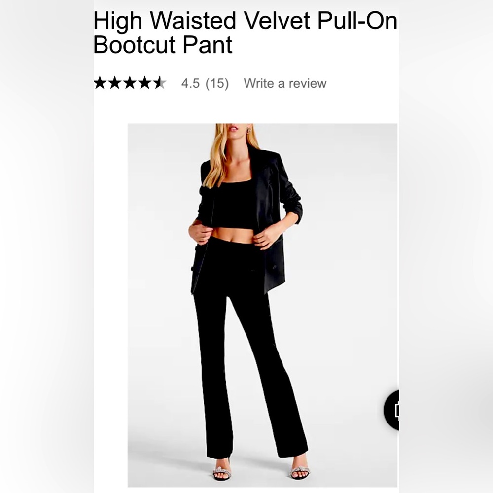 EXPRESS high waisted velvet pull on bootcut pants